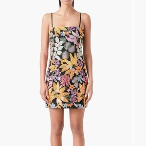 Endless Rose Black Mini Dress with Floral Embroidery